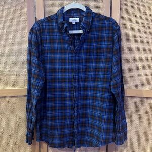 Croft & Barrow Blue Cotton Button Down Flannel Shirt Size Large